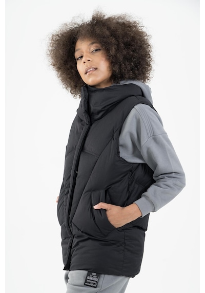 Maraton Sportswear Oversize Kadın Dik Yaka Kolsuz Basic Siyah-siyah Yelek 22955-siyah-siyah Siyah - Siyah