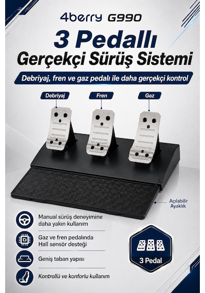 G990 270 Gaming Direksiyon Seti 6+1 Vitesli, 3 Pedallı, Titreşimli Yarış Simülasyonu