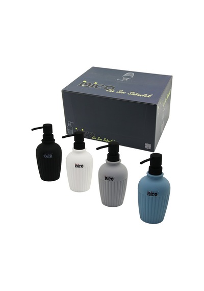 İbico İ21-053 Oval & Dik Çizgili Renkli Plastik Sıvı Sabunluk 375ml- 12'li Paket Diğer