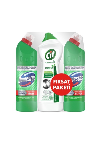 Domestos Çamaşır Suyu Dağ Esintisi 2 X 810g + Cif Krem 750 G 3 Adet 2'li Set