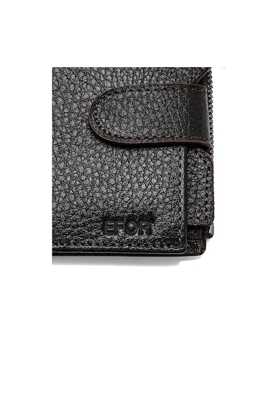 Efor Fermuar Bölmeli Önden Çıtçıtlı Kartlık Bölümlü %100 Deri Kahverengi Cüzdan 036 Kahve