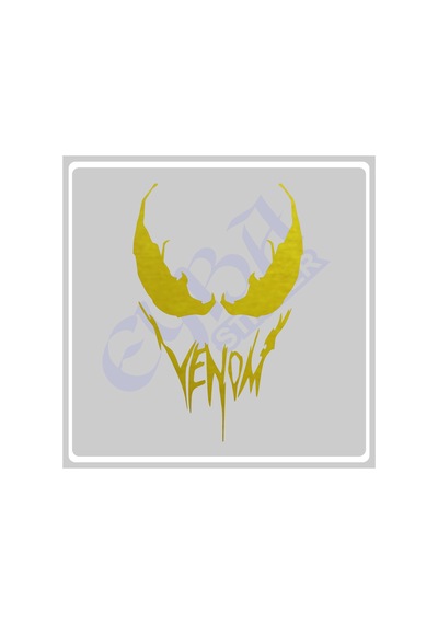 Venom Araba, Motorsiklet, Kask, Laptop,cam Sticker 16x12 Cm Venom Yazılı Gold