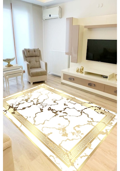 Rovigo Home Dijital Baskı Yıkanabilir Kaymaz Taban Salon Halısı Ve Yolluk Rvg0840-fnl50 Sarı