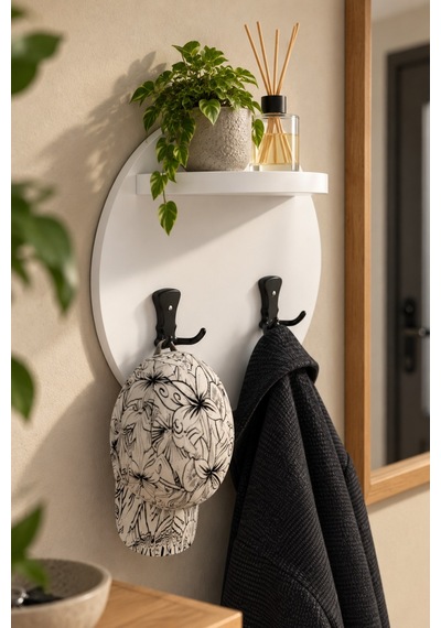 Sulorahome Beyaz Duvar Askılığı Ve Mini Raf Ünitesi