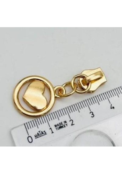 Çanta Aksesuar Light Gold Renk Kalp Fermuar Başı Elcik Kursör