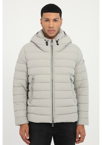 Dufy Erkek Slim Fit Kapüşonlu Açık Gri Mont-25297 A.gri
