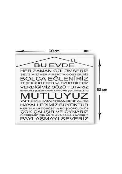 Decorita Cam Ocak Arkası Koruyucu |Bu Ev-Beyaz Fon| 52cm x 60cm