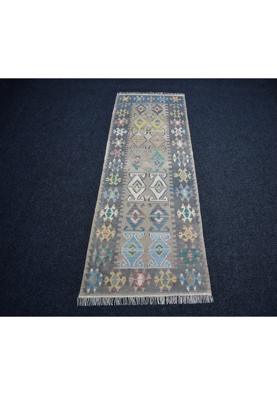 Zehra Abla Halı Vintage El Dokuma Nadir Pastel Sarız Kayseri Yün Yolluk Kilim 7190 Çok Renkli