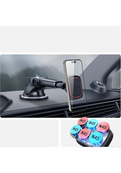Araç İçi Manyetik Telefon Tutucu Vantuzlu Katlanabilir Teleskopik Kollu 360 Döner Dashboard Ve Cam Standı