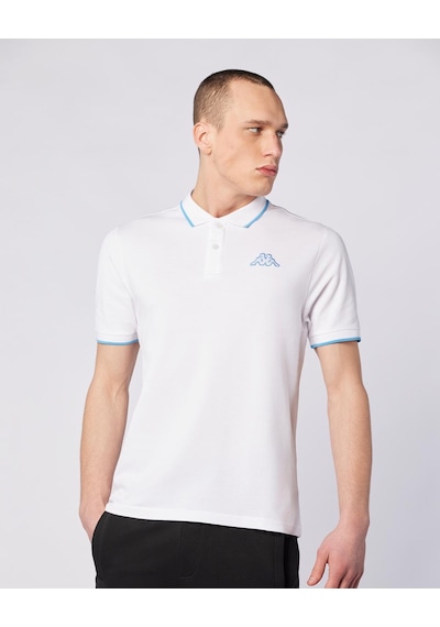 Kappa Flu Tur Erkek Beyaz-mavi Regular Polo Yaka Tişört