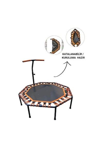 135 Cm Katlanabilir Sekizgen Step Trambolin Tutunmalı Trambolin Fitness Zıplama Trambolini