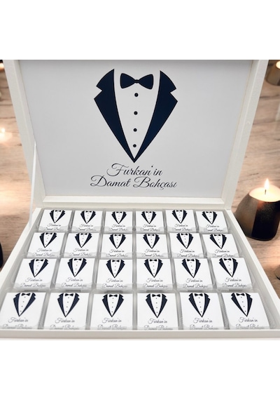 Ava Söz Nişan Damat Bohça Çikolatası Altın - Gümüş