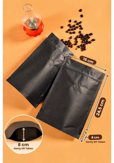Valfli Doypack Ambalaj Poşeti 16x24,5+8 Cm 50 Adet