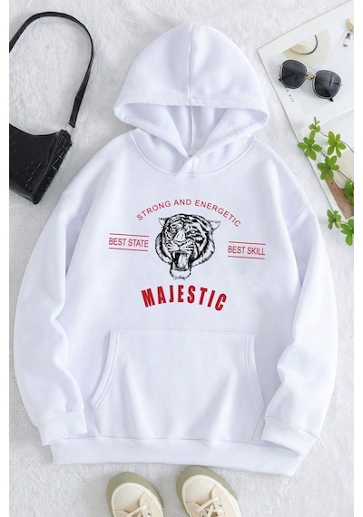 Uyguntarz Siyah Saturn Sweatshirt beyaz