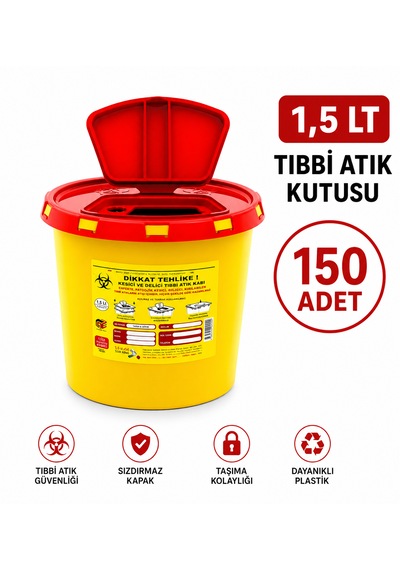 1,5 Lt Tıbbbi Atık Kutusu 150 Adet
