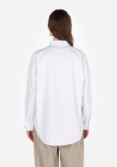 Colin's Colins Regular Fit Shirt Neck Çizgili Kadın Beyaz Uzun Kol Gömlek Cl1073325 Cl1073325 Q1.v1 Wht Beyaz