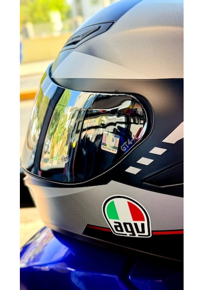 Agv K1 S Lap Matt Black Grey Red Kapalı Kask Silver Vizör + Şeffaf Vizör Gri