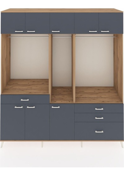 Kronos Dolap 8 Raflı 4 Çekmeceli 3 Askılı 220x59x243 Çam-antrasit/antrasit Antrasıt/antrasıt Kronos Dolap 8 Raflı 4 Çekmeceli 3 Askılı 220x59x243 Çam-antrasit/antrasit Antrasıt/antrasıt