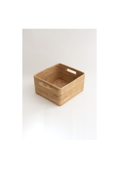 Meander Rattan Orta Boy Saklama Kutusu & Dekoratif Sepet 30x28x16 Natural