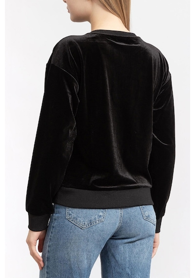 Armani Exchange Armani Baskılı Kadife Kadın Sweat Siyah