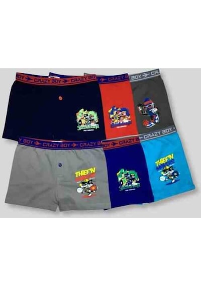 Tutku Erkek Çocuk Çok Renkli 6'lı Paket Elastan Pamuk Baskılı Boxer Çok Renkli Çok Renkl Tutku Erkek Çocuk Çok Renkli 6'lı Paket Elastan Pamuk Baskılı Boxer Çok Renkli Çok Renkl