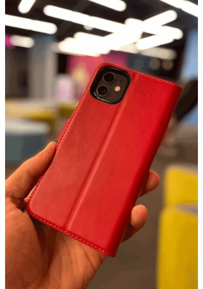 Tecno Spark 8c Cüzdanlı Kapaklı Kılıf Kartlıklı Standlı Kopçalı Kırmızı