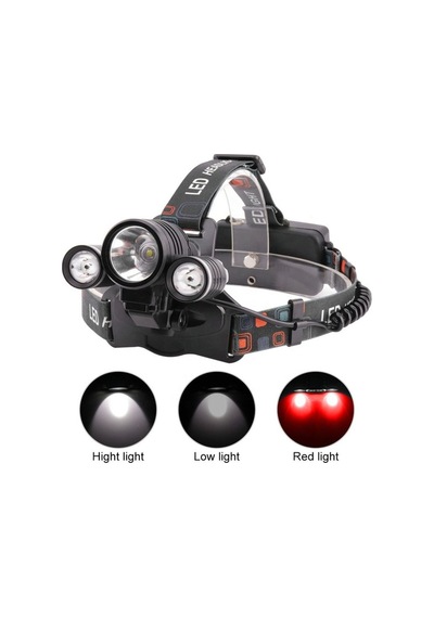 Boruıtt6 Kafa Feneri 5000 Lumens 3xcree Xm-T6+2r5 Lamba Led Kamp Çok Renkli