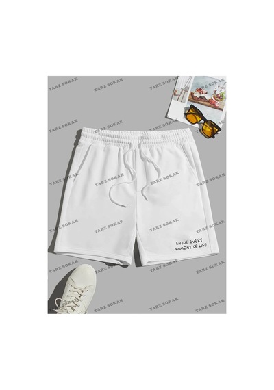 Tarzsokak Y2k Unisex Yaz Şort Bermuda Harajuka Anime Retro Kod-11594 Beyaz