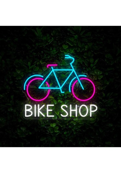 Bıke Shop Yazılı Ve Şekilli Neon Tabela Çok Renkli