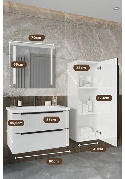 Banyo Kadife Beyaz Parlak Hıgh Gloss Demonte 80 Cm Banyo Dolabı Ledli Aynalı Üst Dolap Boy Dolabı Beyaz Banyo Kadife Beyaz Parlak Hıgh Gloss Demonte 80 Cm Banyo Dolabı Ledli Aynalı Üst Dolap Boy Dolabı Beyaz