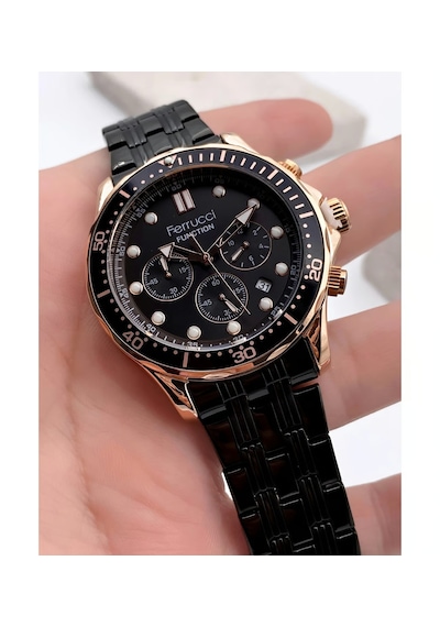 Ferrucci Fonksiyonları Aktif Takvimli Fosforlu Kadran Çelik Erkek Kol Saati Rose Gold