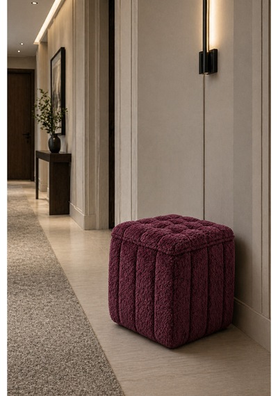 Yeni Sezon İthal Bouclé Kumaş İle Üretilmiş, Yumuşak Dokusu Ve Modern Tasarımıyla Yaşam Alanlarınıza Lüks Ve Konfor Katan Premium Puf. Gül Kurusu - 872051172 Gül Kurusu