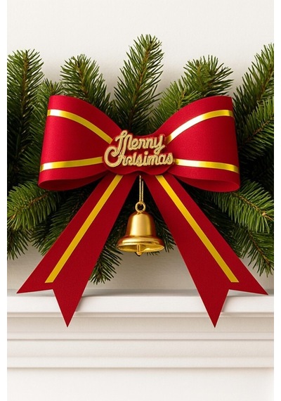 Beysüs Yılbaşı Çam Ağacı Süsü Fiyonk Kırmızı Merry Christmas Diğer