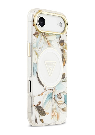 Apple Uyumlu iPhone 17 Air Kılıf Guess Lisanslı M-safeli Simli Çiçek Desenli Metal Kamera Çerçeveli Kapak Beyaz Beyaz