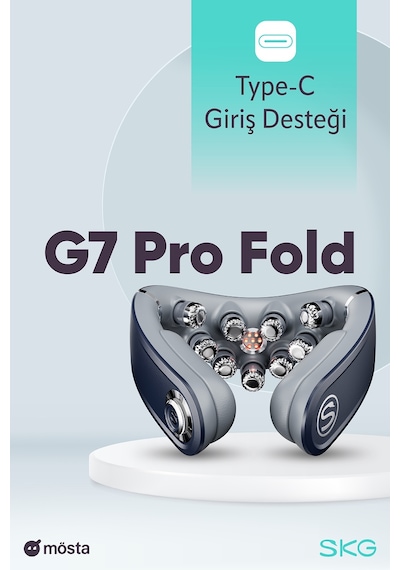 Skg G7 Pro Fold Tens-Ems Akıllı Boyun Masaj Aleti/Robotu, Mobil App Desteği, Özel Isı Terapisi Lacivert