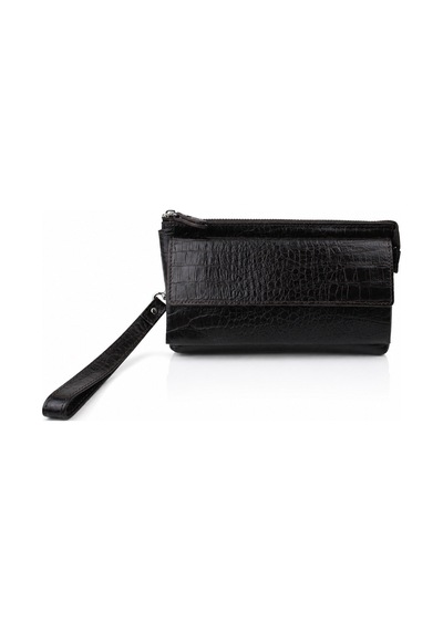 Alphaclub Bag Unisex Hakiki Kroko Deri Çok Bölmeli Portföy Çanta Kahverengi