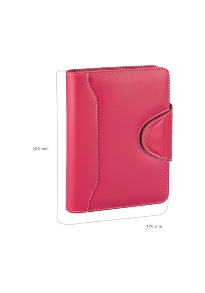 5194 Ajanda Tarihsiz Kareli 14x20 Cm. Ajanda/defter Hesap Makineli Suni Deri Organizer, Fuşya Çok Renkli