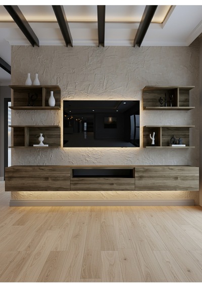 Resital Ledli Duvara Monte Tv Sehpası - Ceviz - W6013-2 Ceviz