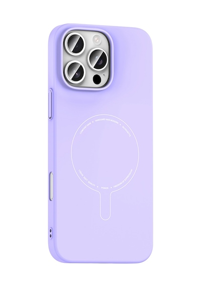 Maks Technology iPhone Uyumlu 16 Pro Kılıf M-safe Şarj Özellikli Kamera Korumalı Mkst Elio Sert Pc Kapak - Lila