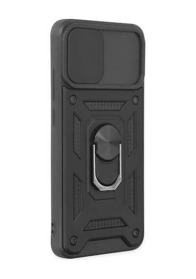 Samsung Galaxy  Uyumlu,  A03 Kılıf Pars Lens Yüzüklü Silikon - Siyah