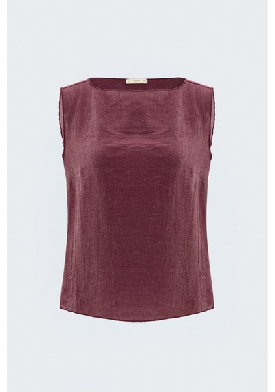 Sateen Glow Bluz - Bordo-137812