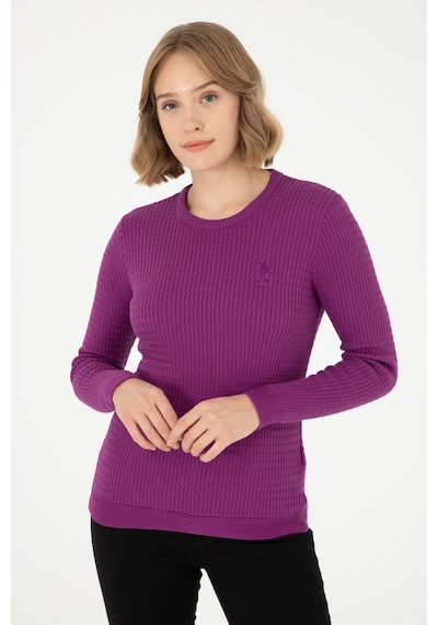 U.S. Polo Assn. Kadın Violet Bisiklet Yaka Basic Kazak 50288979-VR203