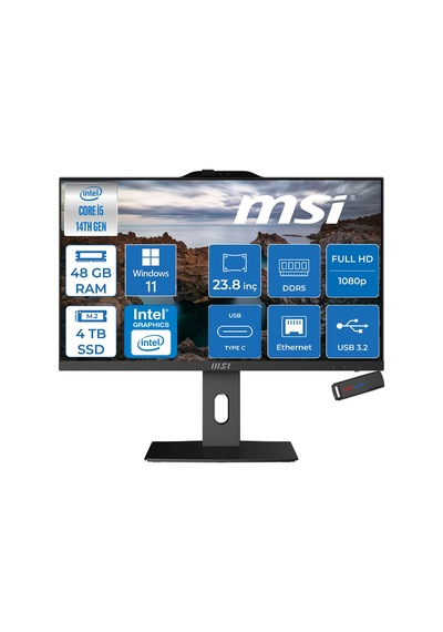 MSI PRO AP242P 14M-887XTRH25 i5-1440048 GB 4 TB SSD 23.8" W11H AIO Masaüstü Bilgisayar