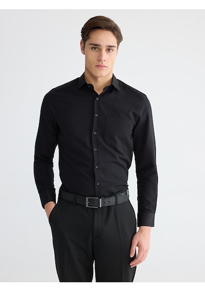 Lcw Busıness Siyah Regular Fit Armürlü Erkek Gömlek