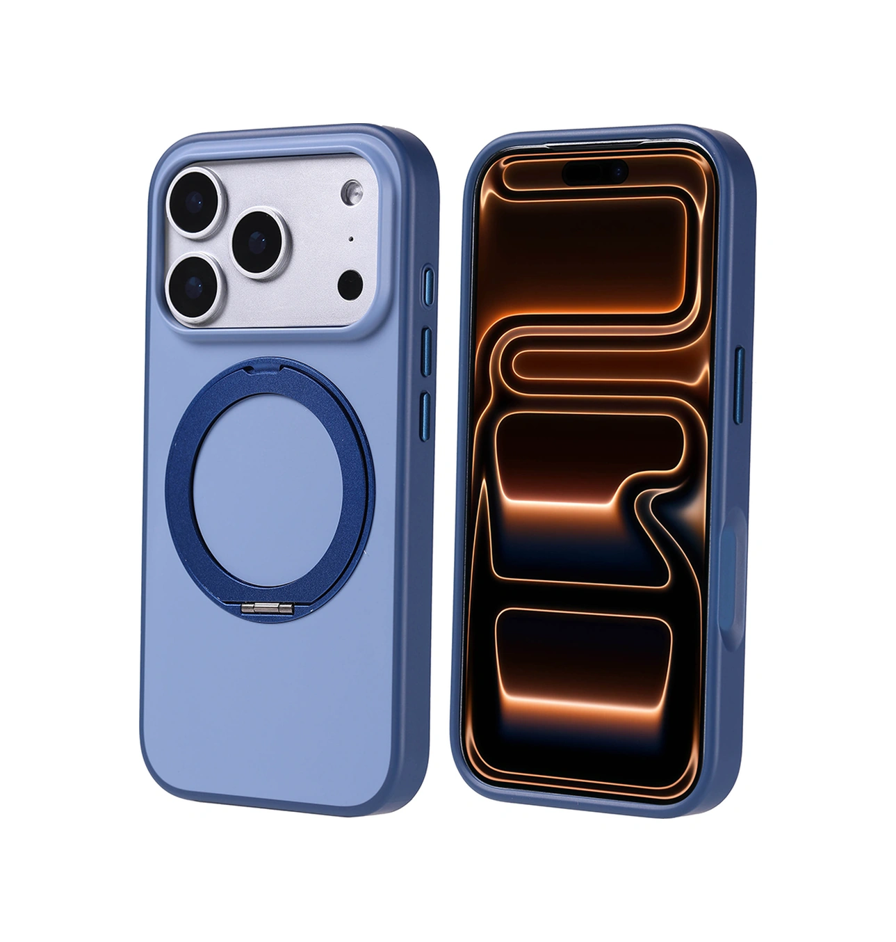 Apple Uyumlu iPhone 17 Pro Kılıf M-safe Şarj Özellikli Standlı Proton Silikon Kılıf Lacivert