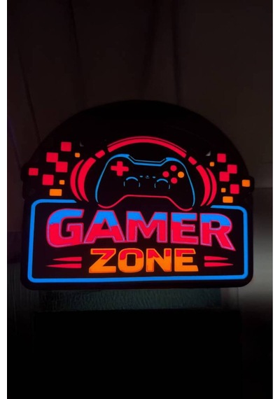 Gamer Zone / Oyuncu Bölgesi Tasarımlı Dekoratif Aydınlatma 23x16cm 603-1