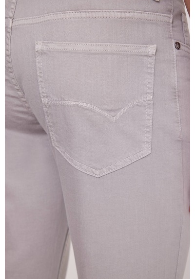 Erkek Gri Slim Fit Üst Cep Kanvas Pantolon