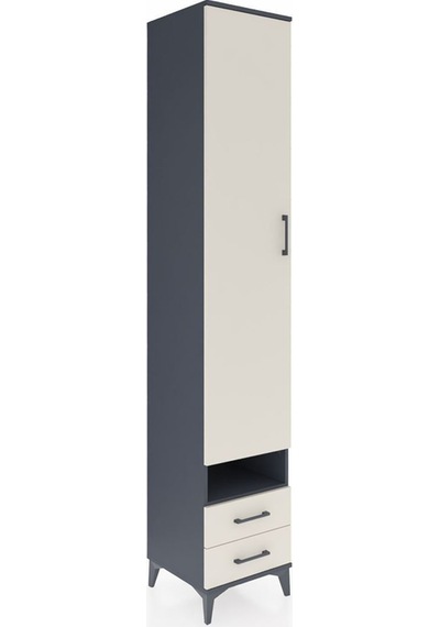 Hyperion Dolap 4 Raflı 2 Çekmeceli Tek Askılı 44x44x243 Antrasit-aytaşı Antrasit