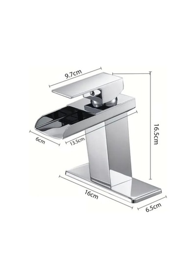 Rena Design Lavabo Bataryasi Krom Şelale Kare Gövde Eğimli Havza Banyo Armatür Çift Giriş Lüks Ergonamik