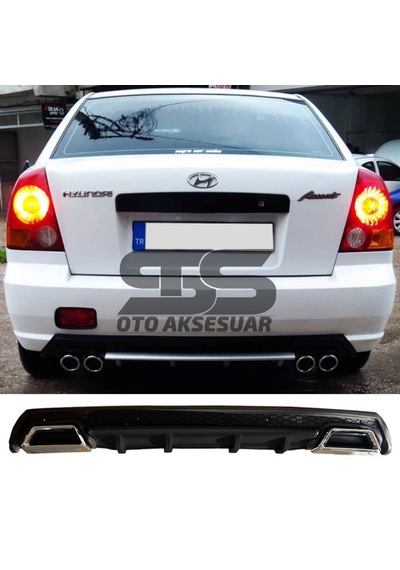 Hyundai Accent Admire Difüzör Arka Tampon Eki 2 Egzoz Çıkışlı Siyah Lüx Tip